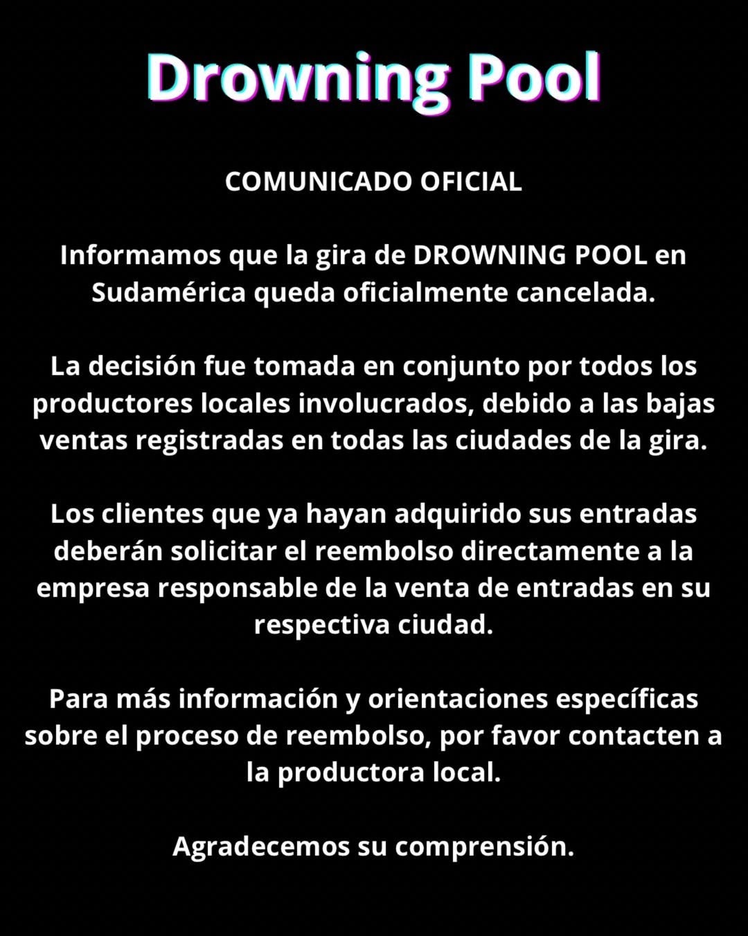 Drowning Pool cancela su visita a Chile